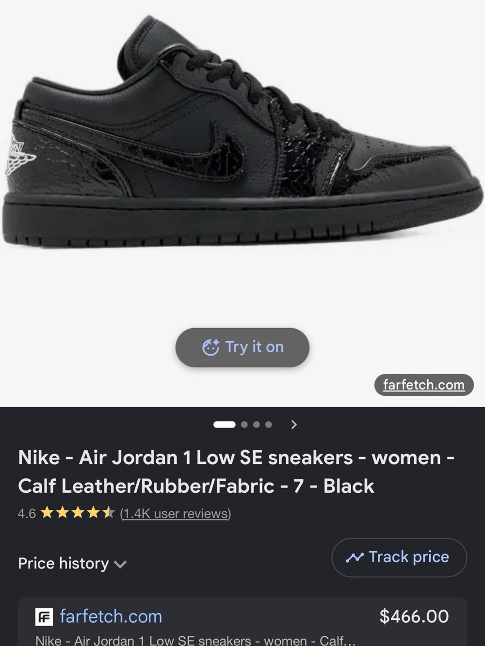 Nike Air Jordan 1 Low SE Women's Sneakers - Black Croc